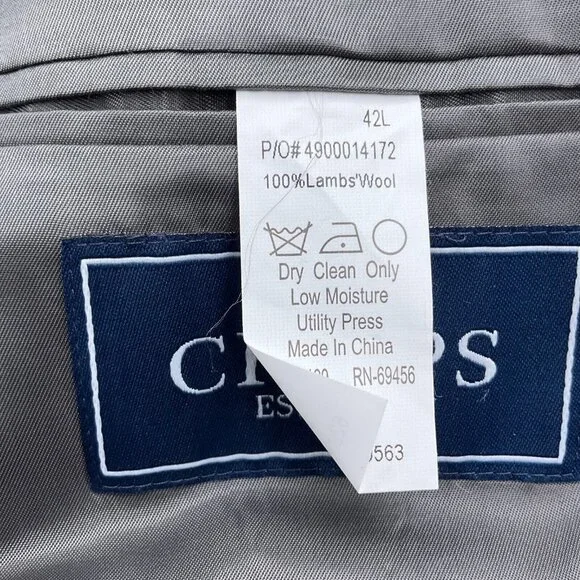 Chaps Blazer Men‎ 42L Black Gray Houndstooth Lambswool Classic Career Jacket NWT